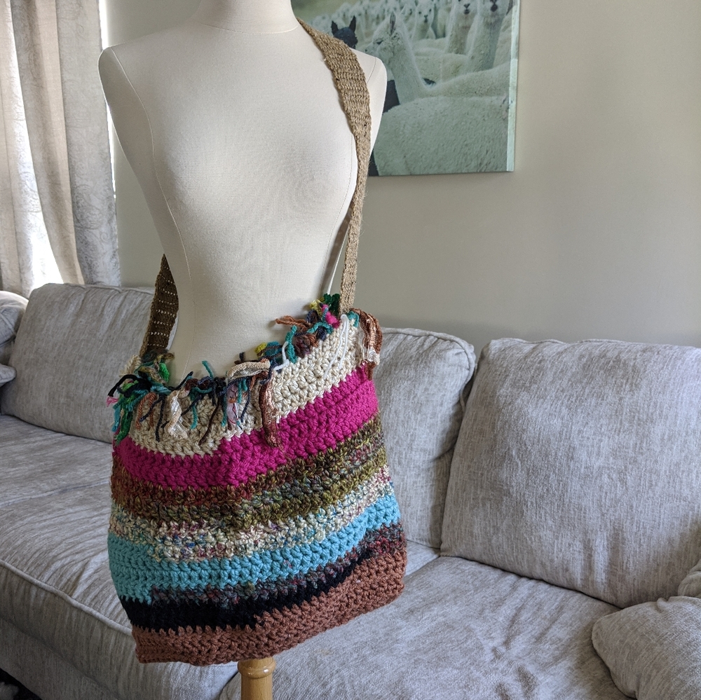 Crocheted Scrap Crossbody Bag